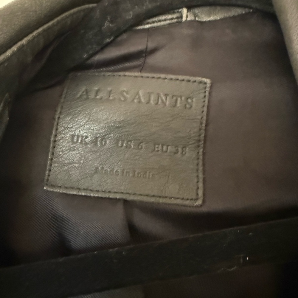 Black Leather Biker Jacket - Picture 3 of 6